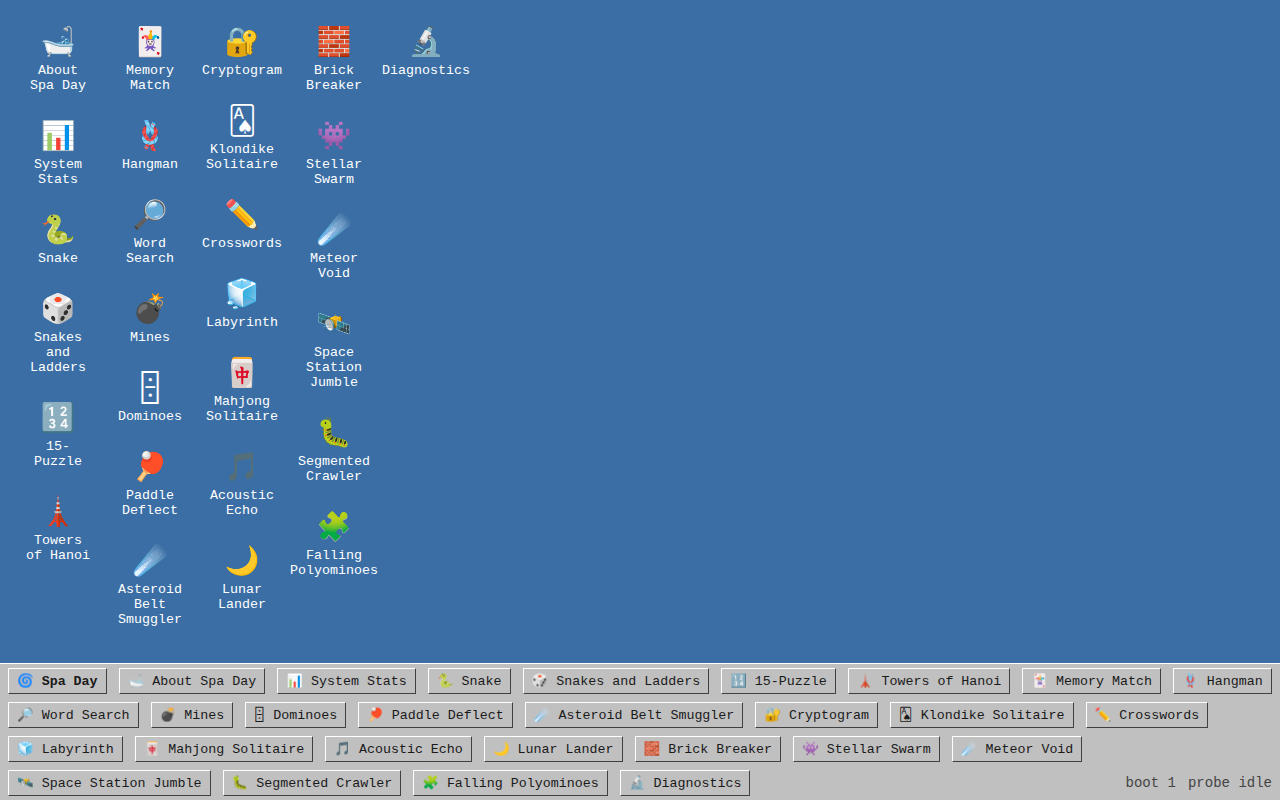A desktop of small application icons, one model's answer to the prompt