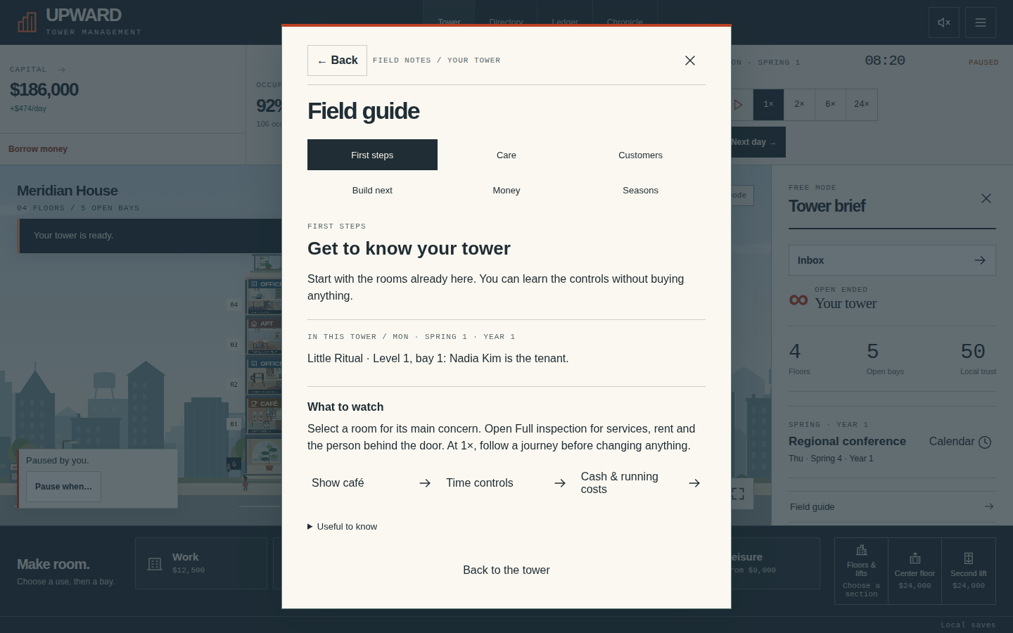 Upward field guide with routes for exploring the tower