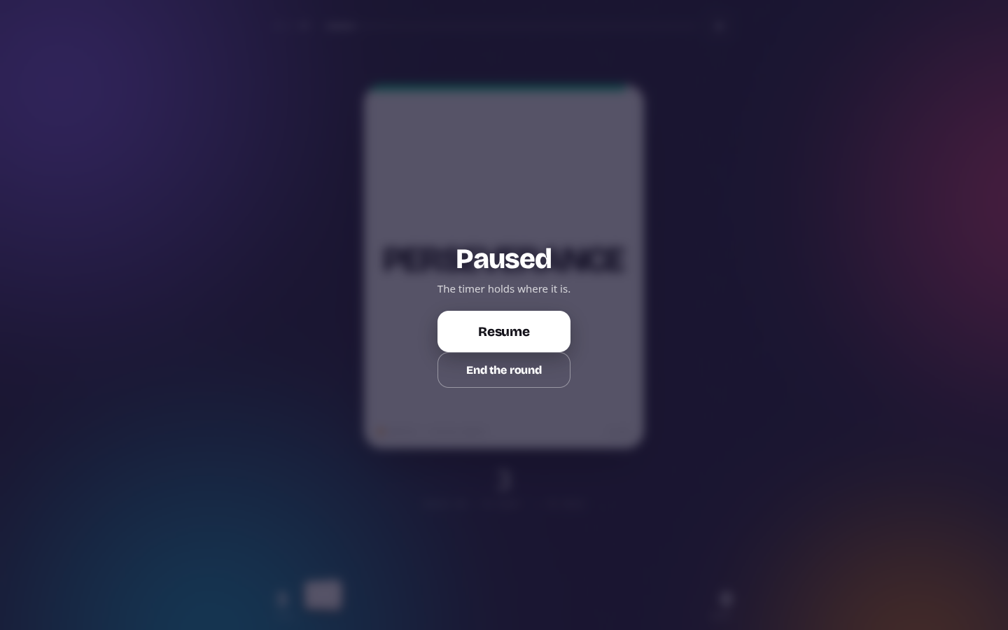 Values Draw pause controls for resuming or leaving the draw